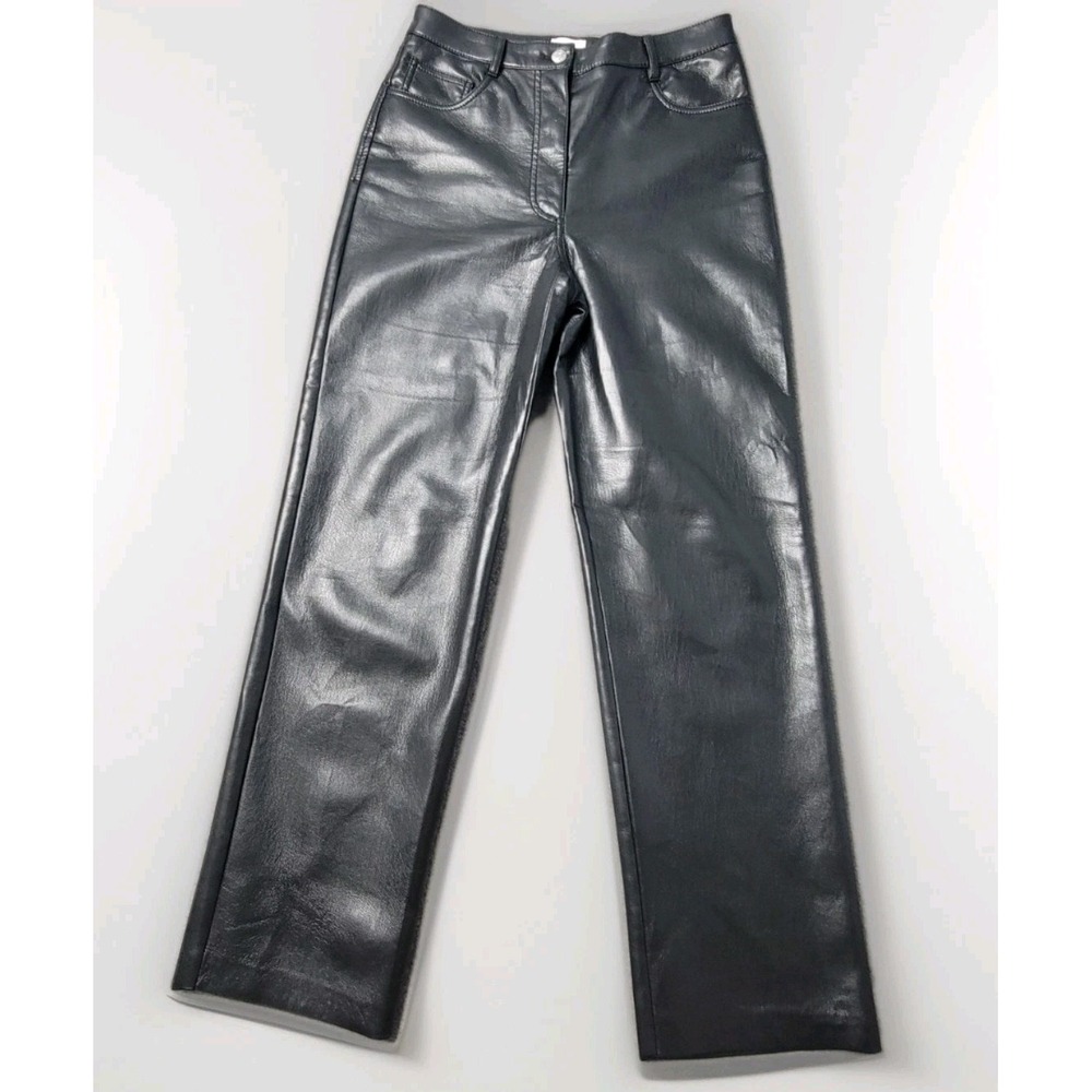 Wilfred Women's 8 Black Faux Leather Pants Straight‎ Leg High Rise